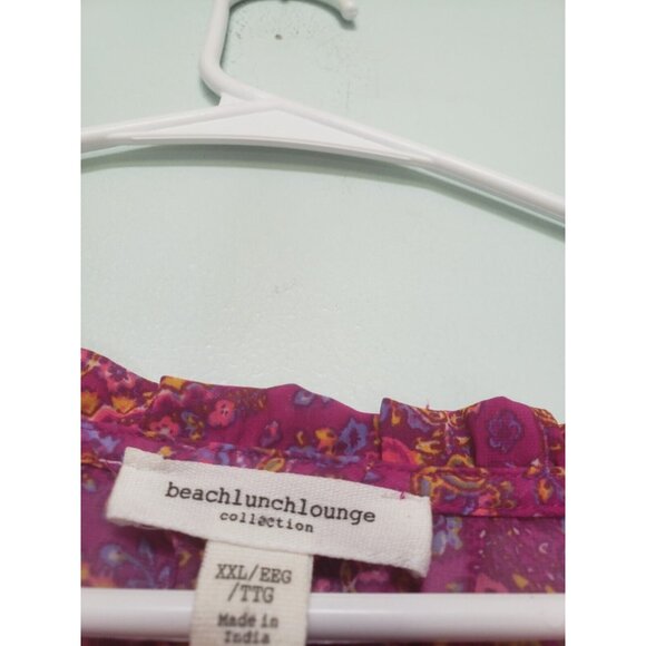 Beach Lunch Lounge Womens 2XL Midi Dress Pink Semi Sheer Tiered Boho Spring - Picture 5 of 7